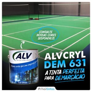 Tinta Alvcryl DEM 631 é ideal para revestimento e pintura de quadras esportivas, canchas e áreas recreativas,