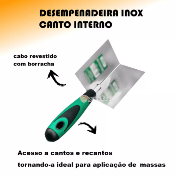 Desempenadeira de Canto Interno Inox Massa Corrida Nauber - Image 3